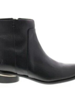 Frye Charlie Seam Short Black Leather Ankle Boots 10M Side Zippers Womens